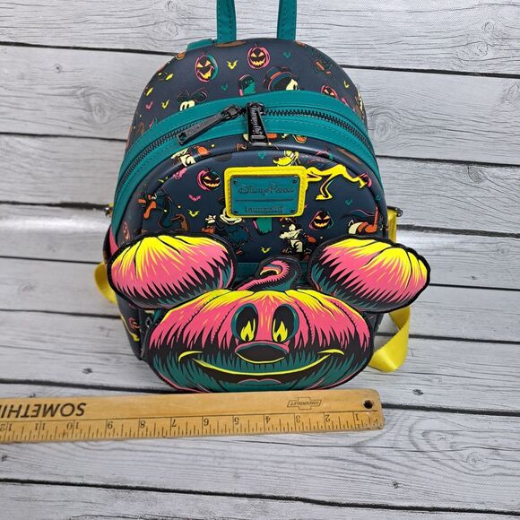 Loungefly Backpack Disney Parks Halloween 2023 Mickey Pumpkin Glows in the Dark - Picture 11 of 11